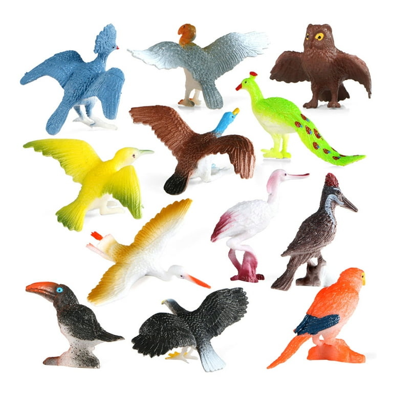 12PCS Set Simulation Wildlife Model Lifelike Bird Figurine Desktop