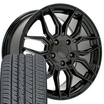 OE Wheels CV03 18 Inch Rims and Tires Fit Corvette C8 Z06 Style 5x120.65 18x8.5 Gloss Black - Hollander 95580 - iMove Gen 3 AS 245/40-18 (Set of 4)