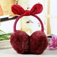 thumbnail image 2 of Cache-oreilles d'Hiver, Cache-Oreilles en Peluche Ajustable avec Nœud Papillon Mignon pour Filles (Rose), 2 of 6