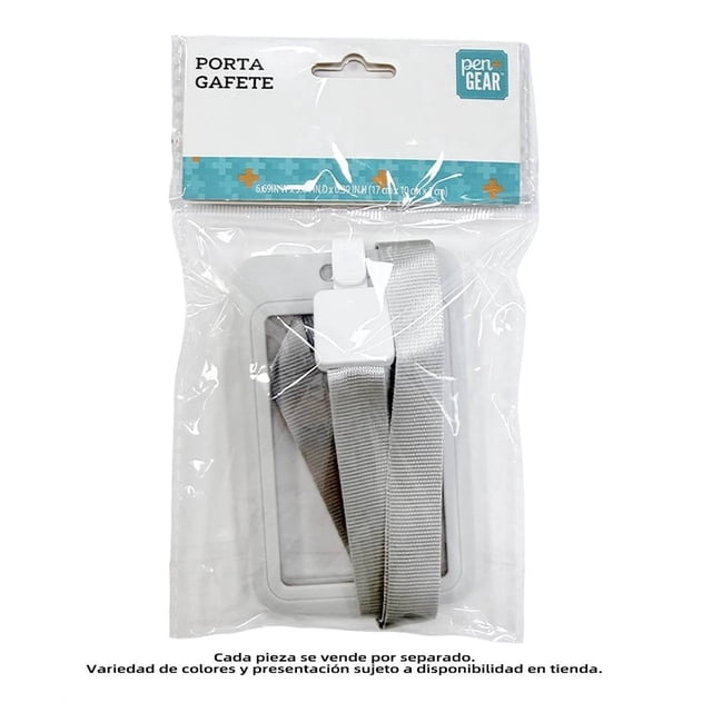 Porta gafete Pen + Gear Retráctil Transparente Cordón Plateado