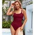thumbnail image 5 of AICARE Women's One Piece Swimsuit Ruched Tummy Control Square Neck Bathing Suits, 5 of 7