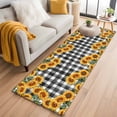 thumbnail image 3 of Runner Rug 2 x 6 Ft, Sunflowers Washable Non-Slip Floor Mat for Kitchen Hallway/Entryway, Farmhouse Summer Floral Black White Plaid Long Kitchen Runner Area Rugs for Living Room, Low-Profile, 3 of 7