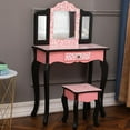 thumbnail image 4 of Zimtown Classic Kids Vanity Dressing Table and Stool Set with Three-Fold Mirror - Red Leopard Print, 4 of 9
