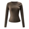 thumbnail image 5 of GJSYRH Womens Ribbed Long Sleeve T Shirts Crew Neck Fall Basic Tight Tops Fitted Casual Going Out Workout Cotton Fall Tops, 5 of 5