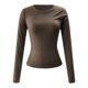 thumbnail image 4 of MHFRRA Camiseta Básica Acanalada de Manga Larga con Cuello Redondo y Corte Ajustado, Elástica, para Uso Informal y En Capas, de Tejido Suave y Cómodo. Café, 4 of 4