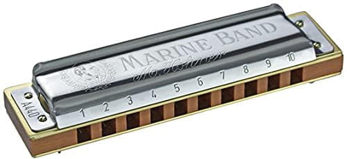 Hohner Marine Band 1896 Harmonica - Key of A Bundle with Case, Pouch, Austin Bazaar Online Manual, and Polishing Cloth