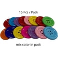 thumbnail image 3 of y 2" (50mm) Large Craft Flat Back Buttons 4 Holes Multicolor 15 Pieces for Craft Making, Clothing Sewing and Projects, Scrapbooking, 3 of 5