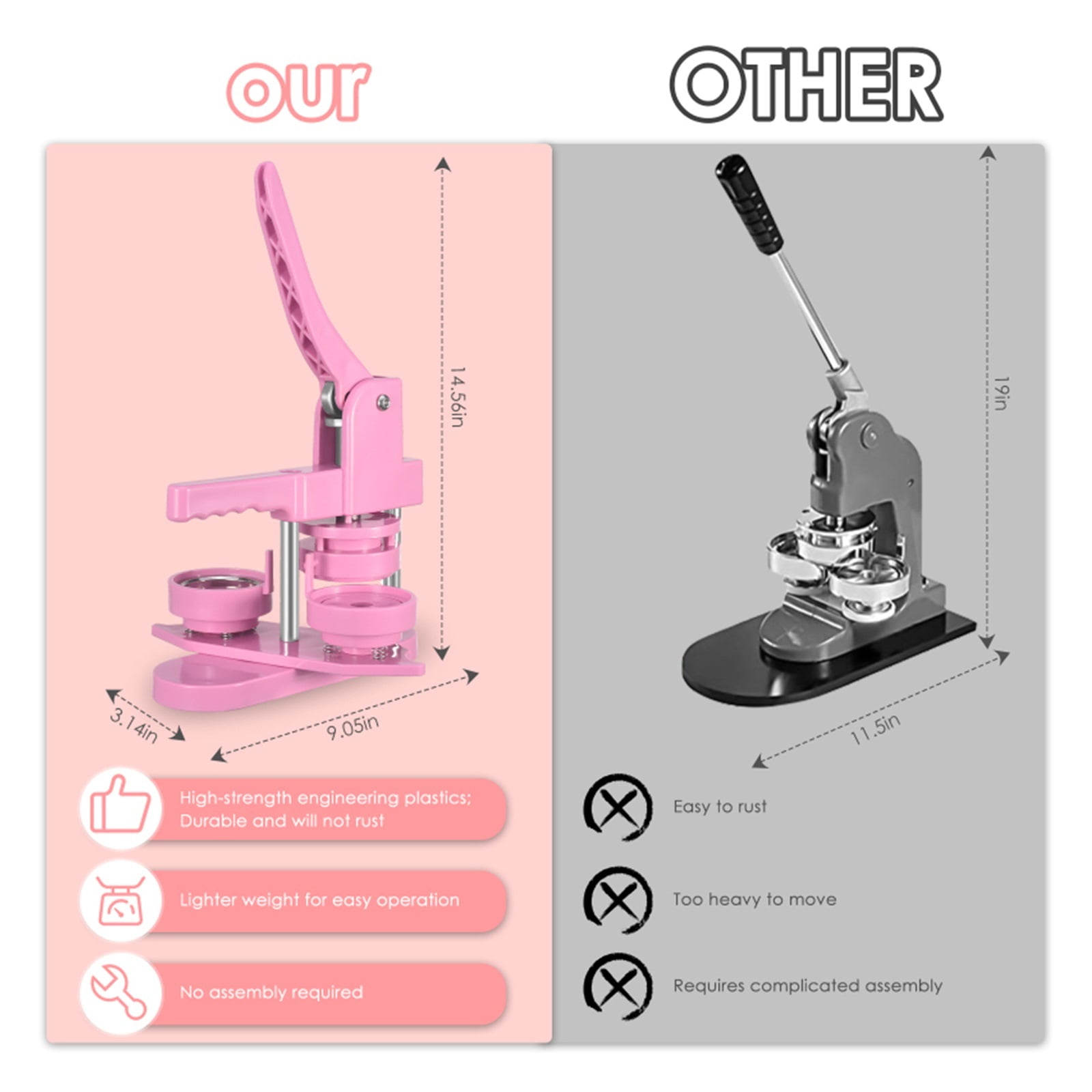 Badge Pin Button Maker Machine 58MM Badges Set Button Making Press Badge Maker Button Maker ,Easy Pressing