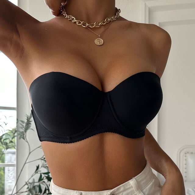 Bras for Women, Womens Transparent Invisible Bra With Strapless Back And Three Rows Of Buckle Underwear