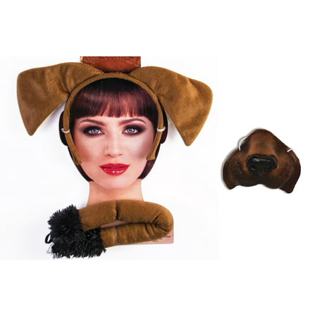 Brown Puppy Dog Kit Mini Nose Mask Ears Tail Pet Animal Costume Accessory