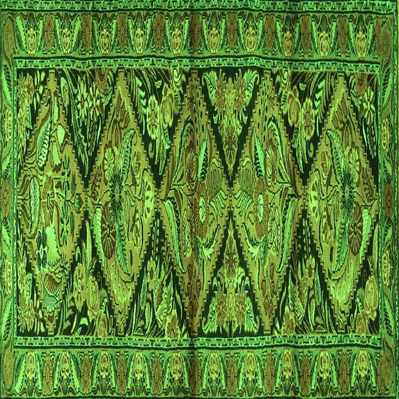 Ahgly Company Indoor Square Persian Green Traditional Area Rugs, 5' Square