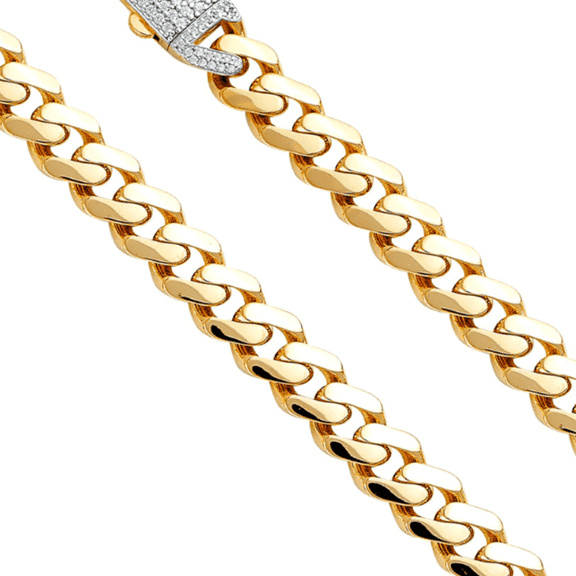 10k Cuban Link Monaco CZ Lock Hollow Chain (4, 24")