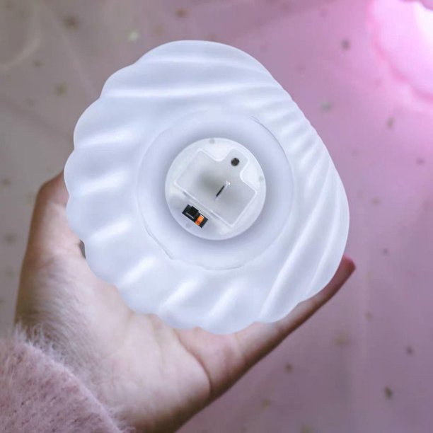 Luz de noche con forma de cuentas de concha (blanca), luz de noche para mesita de noche, lámpara de dormitorio, luz de noche con forma de sirena y hada, luz de noche con forma de concha, decoración