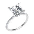 thumbnail image 2 of Veda Jewelry 14K White Gold Plated 1.67 Ct Princess Cut Moissanite Ring - Engagement Wedding Hidden Halo Ring - Solitaire with Accent Moissanite Ring for Her - Gift for Unforgettable Moments, 2 of 6