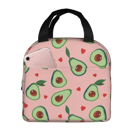 Insulated Lunch Bag for Women Men - Cute Avocado Red Love Leaves Leakproof Cooler Lunch Box for Women Men  Lunch Tote Bags for Work School Picnic Travel