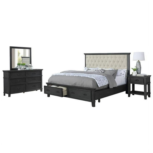 Sandy Plate-Forme Cappuccino Bois 4 Pièce Chambre Ensemble en Californie Roi