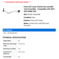 thumbnail image 2 of Front Left Lower Control Arm and Ball Joint Assembly - Compatible with 2001 - 2003 BMW 530i 2002, 2 of 2