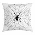 thumbnail image 1 of Spider Web Throw Pillow Cushion Cover, Poisonous Bug Venom Thread Circular Cobweb Arachnid Cartoon Halloween Icon, Decorative Square Accent Pillow Case, 16 X 16 Inches, Black White, by Ambesonne, 1 of 2
