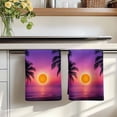 thumbnail image 7 of Purple Orange Beach Kitchen Towels Set of 1, Ocean Coastal Summer Tropical Coconut Tree Palm Absorbent Dish Towels for Kitchen, Microfiber Hand Towel, Quick Drying Tea Towel for Cleaning Dishcloths, 7 of 7