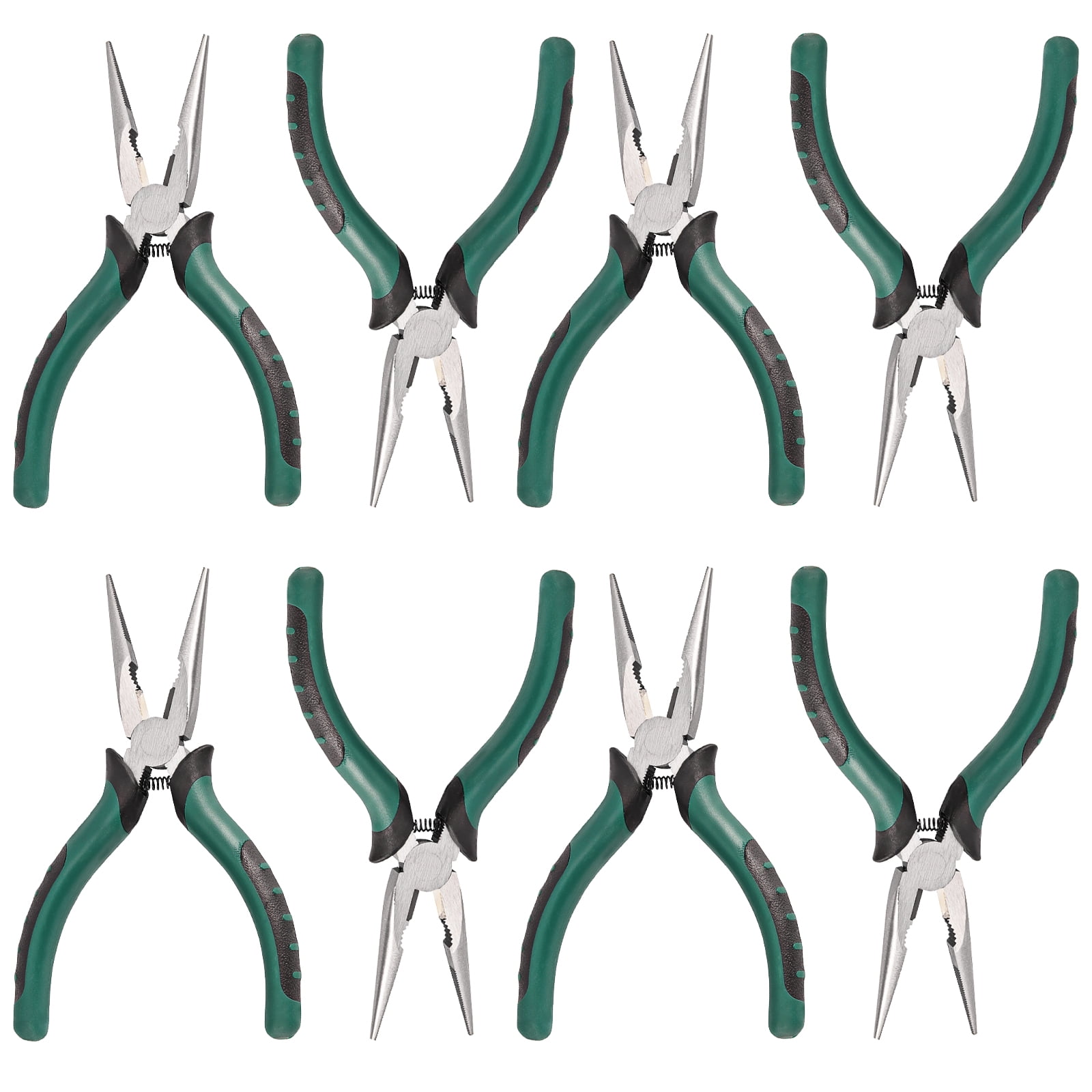 ZOENHOU 6 Inch Needle Nose Pliers, Spring Loaded Needle Nose Pliers with Wire Cutter, Plastic
