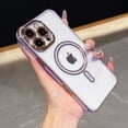 thumbnail image 2 of Magnetic for iPhone 16 Pro Max Case [Compatible with MagSafe][Full Camera Lens Protector][Military Drop Protection] Shockproof Not Yellowing Clear Soft Slim Cover for Women Men,Purple, 2 of 10