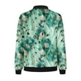 thumbnail image 5 of Ftwytp Women Floral Print Bomber Jacket Full Zip Slim Fit Long Sleeve Hoodless Lightweight Baseball Jacket Coat Casual Sweatshirts Jacket Leisure Coats, 5 of 5