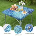 thumbnail image 4 of Blue White Tie Dye Cracked Pattern Square Fitted Tablecloth with Elastic Edge,Square Table Cover,Washable Elastic Table Cover for Home Kitchen Party Decor 36"x36", 4 of 6