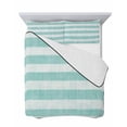 thumbnail image 7 of Quilts Twin Size Bedding Set, Aqua Striped Lightweight Quilted Comforter, Rustic Farmhouse Stripes Soft Reversible Bedspread Coverlet with Pillow Covers for All Season, 68" x 86", 7 of 7