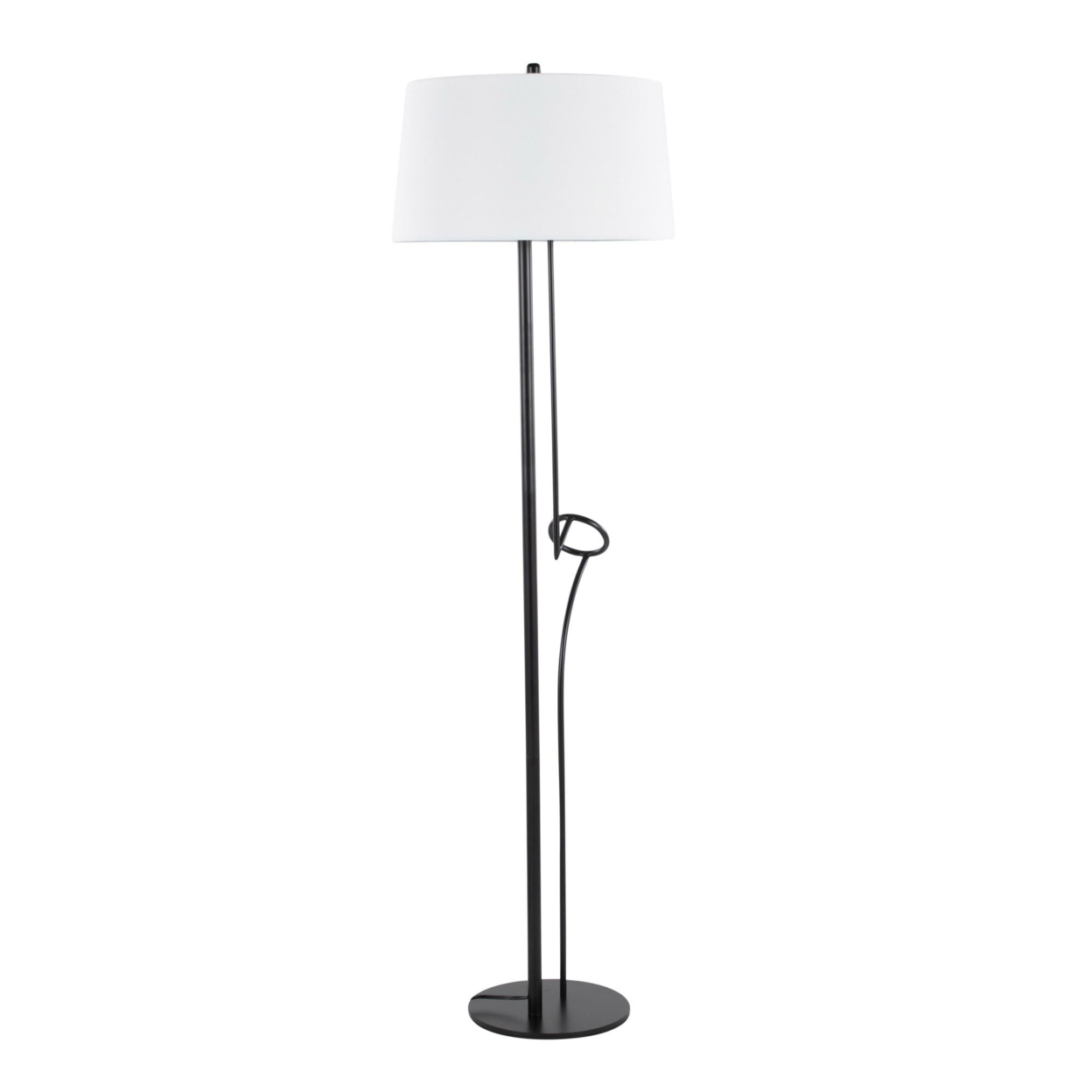 Shadow Contemporary Floor Lamp in Black Steel with White Linen Shade by LumiSource