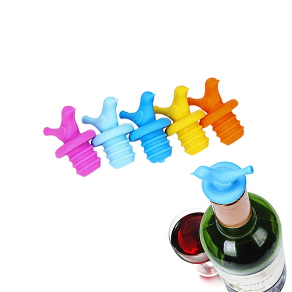 Bouchon de Bouteille de Vin, Bouchon de Vin en Silicone, Mignon, Décoratif, Couleurs Assorties, Lot de 6