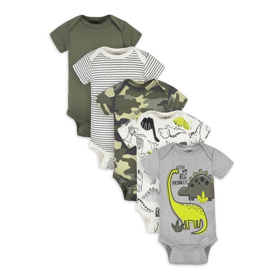Gerber Baby Boy Short Sleeve Bodysuits, 5-Pack, Newborn-24 Months