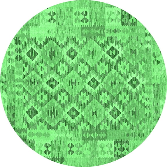 Ahgly Company Indoor Round Southwestern Emerald Green Country Area Rugs, 6' Round
