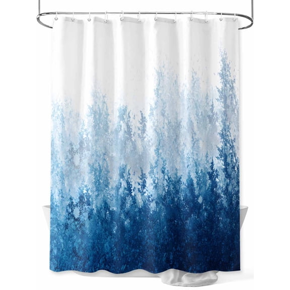 Fsddascl Blue Botanical Shower Curtain Set - 72" x 78" Washable Bathtub Curtain with 12 Hooks, Spring Summer Farmhouse Retro Watercolor Waterproof Fabric Stall Shower Curtains for Bathroom/Bathtub