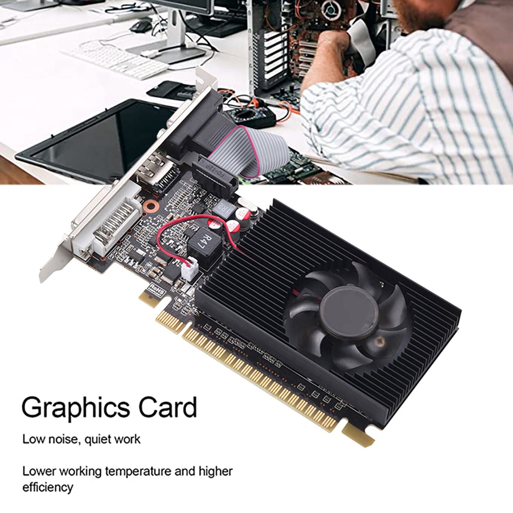 2X GT 610 1G Ultra-Fast Graphics Card 1GB 64Bit DDR3 810/500MHz PCI-E 1.1 X16 Small Chassis PC Gaming