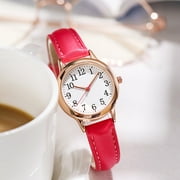 Fridja Women's Easy Reader Quartz Analog Leather Strap Watch with Date Feature