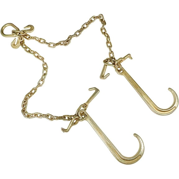 munirater 5/16In x 3 Ft V-Chain Bridle Grade 70 with 15In Large Shank J Hooks 4700 LBS Tow Truck Chain Accessories Flatbed Trailer