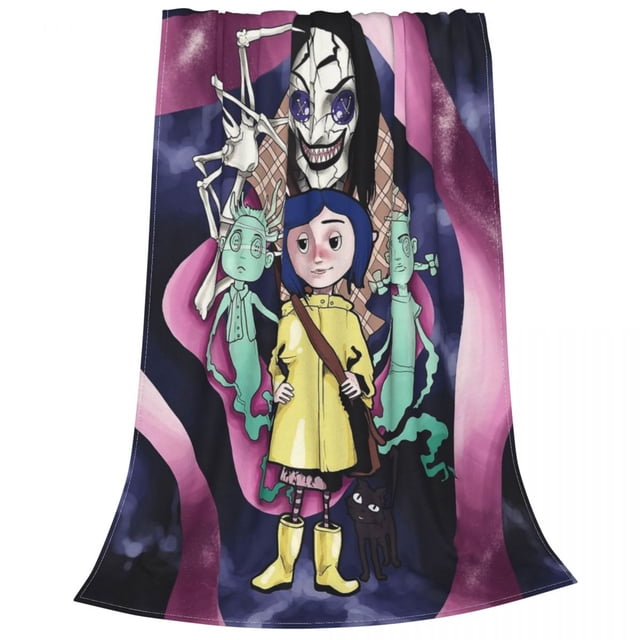 Mantas de Halloween Coraline the Secret Door, mantas de tiro cálidas, impresionante, forro polar, decoración de Bata