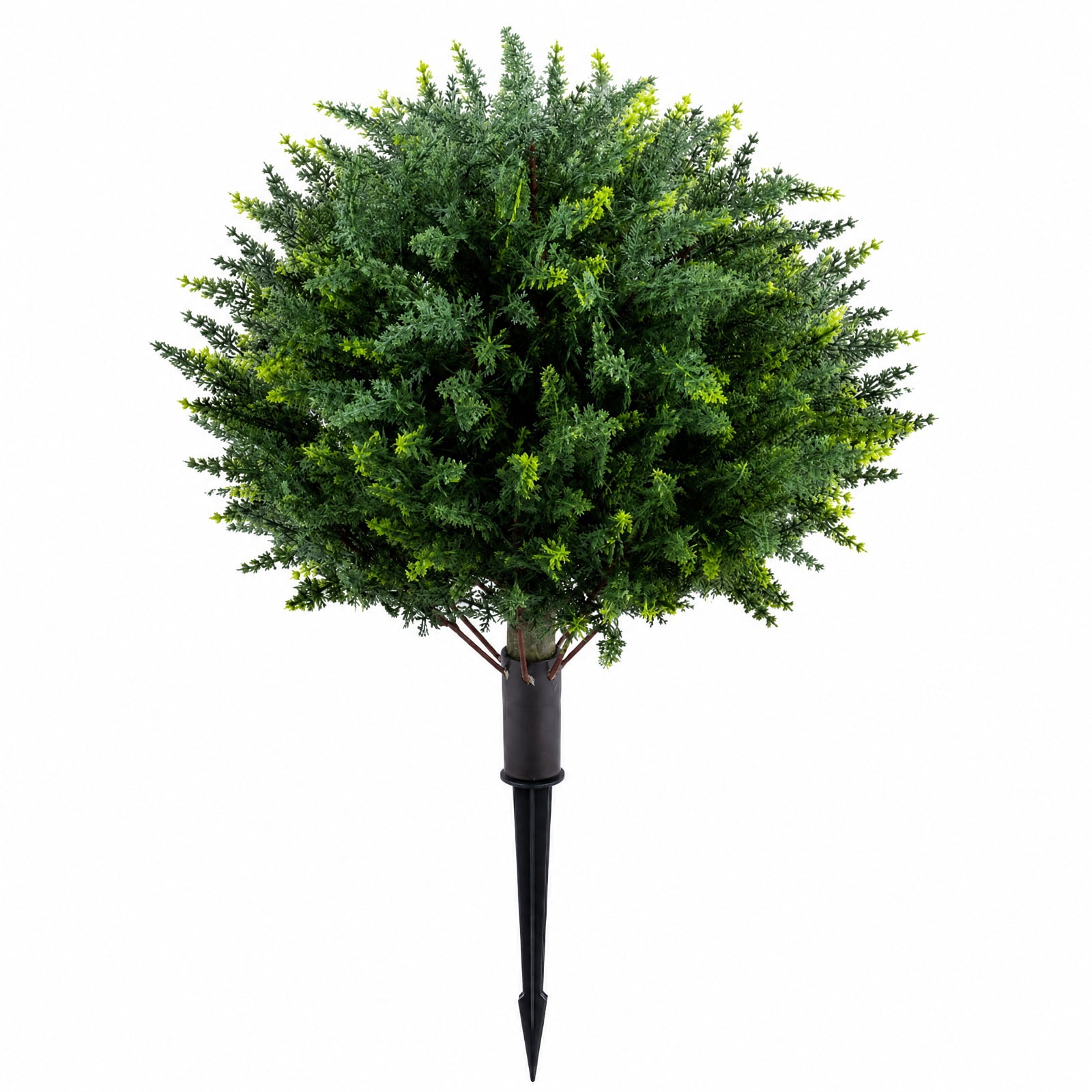 Vebreda Artificial Plant Decor, 27.5 inch Artificial Cypress Topiary Trees with Ground Spikes, Natural Evergreen Styling, Premium PE Material