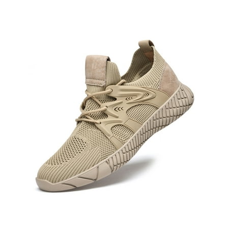 

Eloshman Men Sneakers Breathable Running Shoe Fitness Workout Athletic Shoes Walking Fashion Sport Trainers Lightweight Sand 7.5