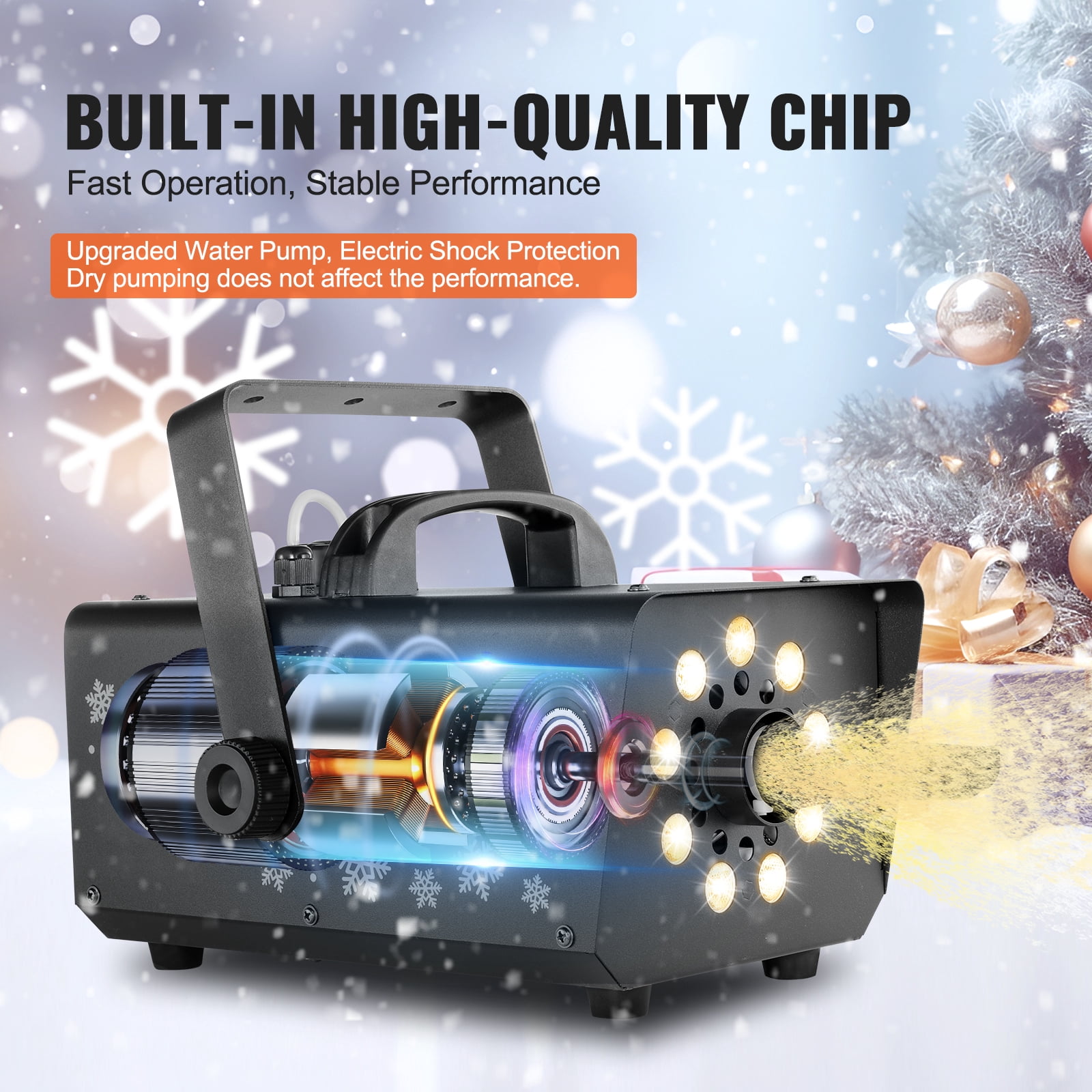 KFFKFF Snow Creator, 800W, Versatile Mounting Snow Generator with LED Illumination & 1L Capacity, Wireless Remote Snowflake Producer, Efficient Synthetic Snow Device for Holiday Gatherings, Weddings