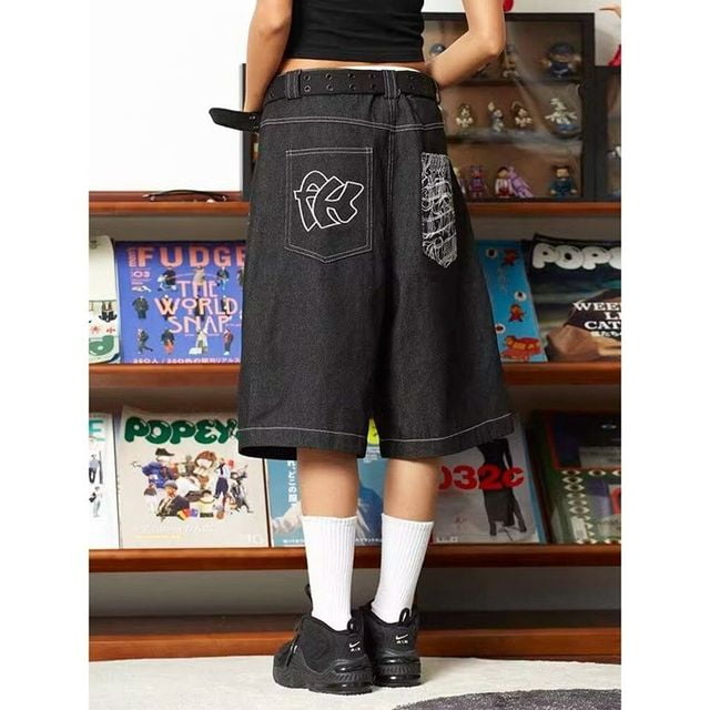 パンツ velor coating baggy jorts VOLYMOON Mens Y2k Jorts Baggy Jeans Shorts Vintage