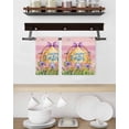thumbnail image 3 of Pink Happy Easter Kitchen Dish Towels for Drying Dishes Set of 2, Spring Easter Eggs Floral Wooden Waffle Weave Microfiber Hand Tea Bathroom Towels Quick Dry & Absorbent Towel 15.7x23.6, 3 of 7
