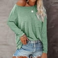 thumbnail image 4 of Tbopshirt Womens Top Women Casual Soild O-Neck T-Shirt Loose Long Sleeve Tops Pockets Solid Blouse, 4 of 5