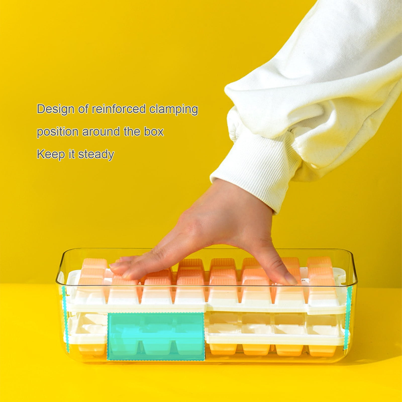Wovilon Ice CubesTray Kitchen Gadgets Kitchen Utensils Set Ice Tray With Lid And Storage Bin For Freezer, Frozen Ice Cubes Making, Freezer Ice Cubes Box, One Second Out Of The Ice Silicone Ice Tray