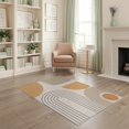 thumbnail image 2 of ODIKA 4'x6' Beige Geometric Abstract Design Washable Area Rug Modern Minimalist Shapes with Arches and Lines Non-Slip, Chair-Friendly, Flatwoven for Home Office, Under Desk, 2 of 7