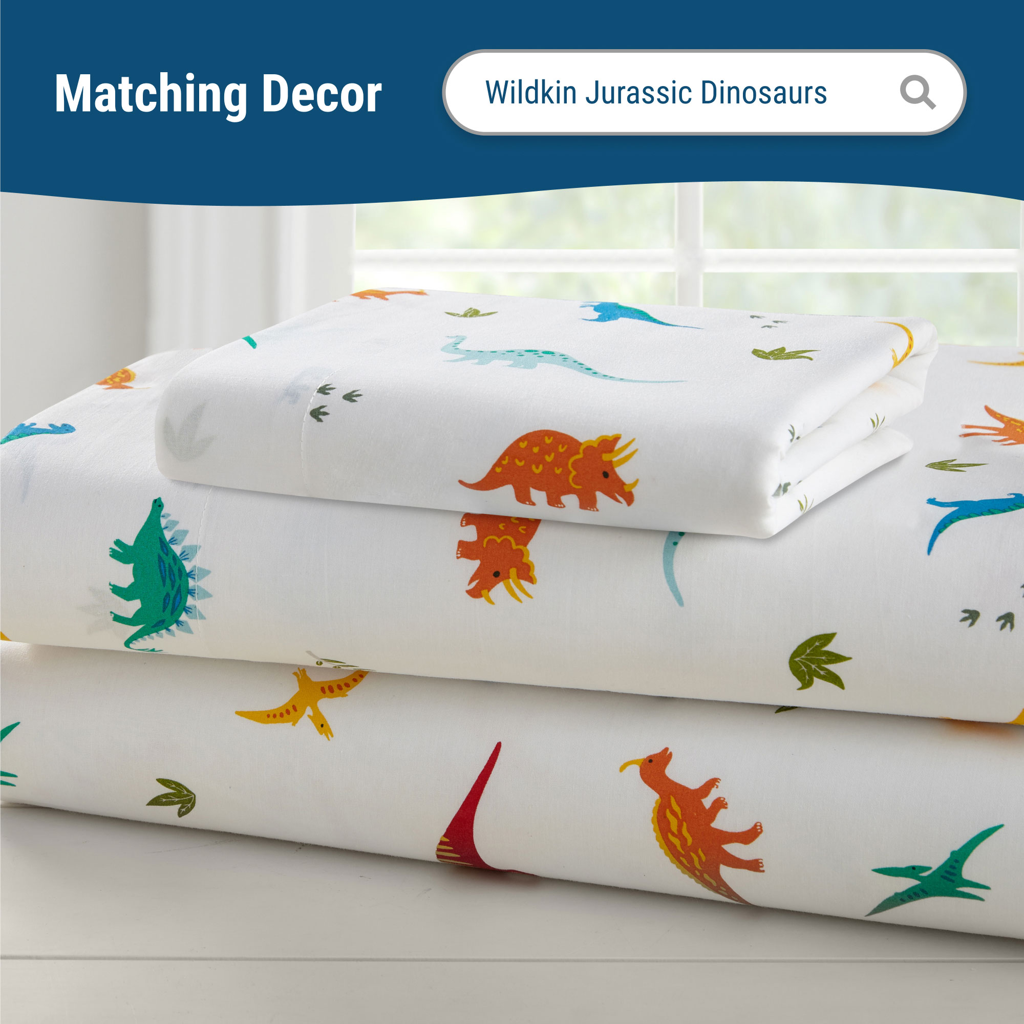 Wildkin Kids Fitted Crib Sheet for Boys and Girls, Features Vibrant, Playful Olive Kids Designs, 100% Cotton (Jurassic Dinosaurs)