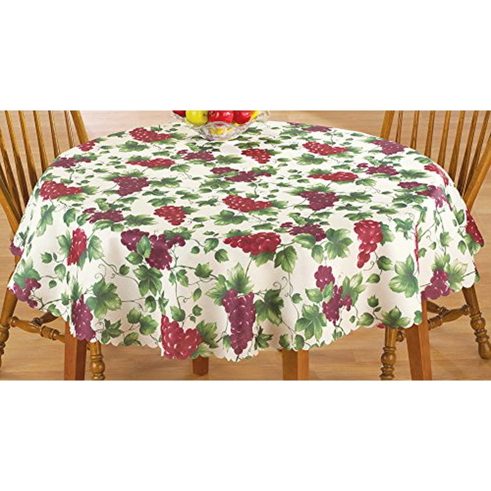 Collections Etc Scalloped Edge Vineyard Tablecloth