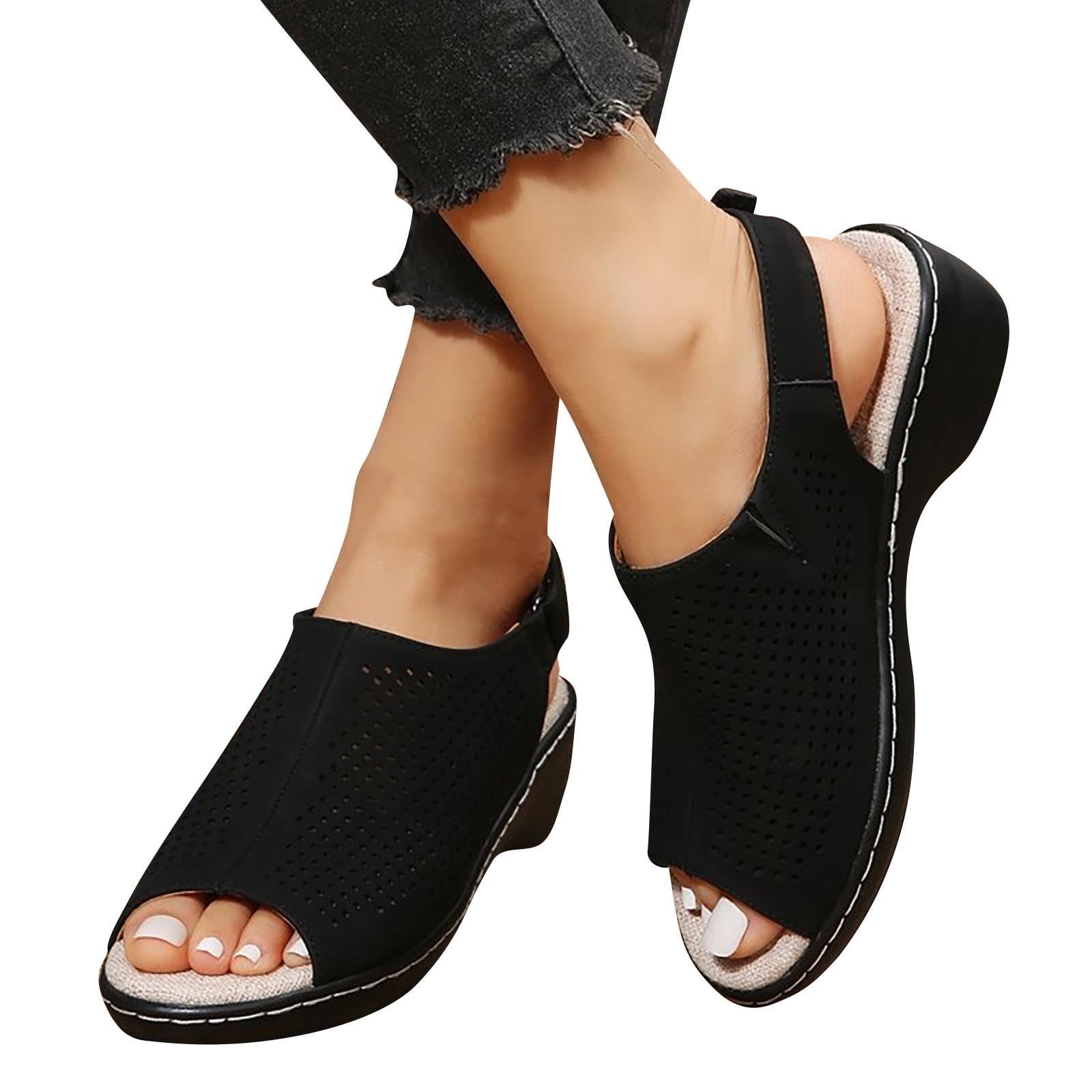 Libiyi Women's Elegant Low Chunky Heel Comfy Sandals, Libiyi