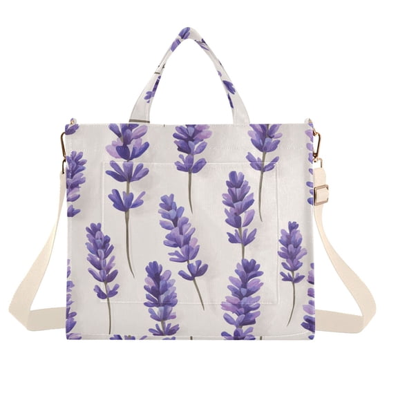 FORMRS Womens Corduroy Tote Bag Crossbody Shoulder Handbag with Pocket, Lavender Pattern