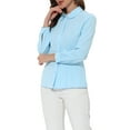 thumbnail image 4 of CURVOSPORT Chemise Boutonnée pour Femmes Col Peter Pan Manches Longues Blouse Ligne Princesse S Bleu, 4 of 6